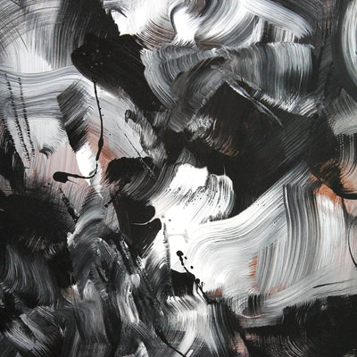 Abstract Black and White Brushstrokes | Artistic Modern Painting on Canvas