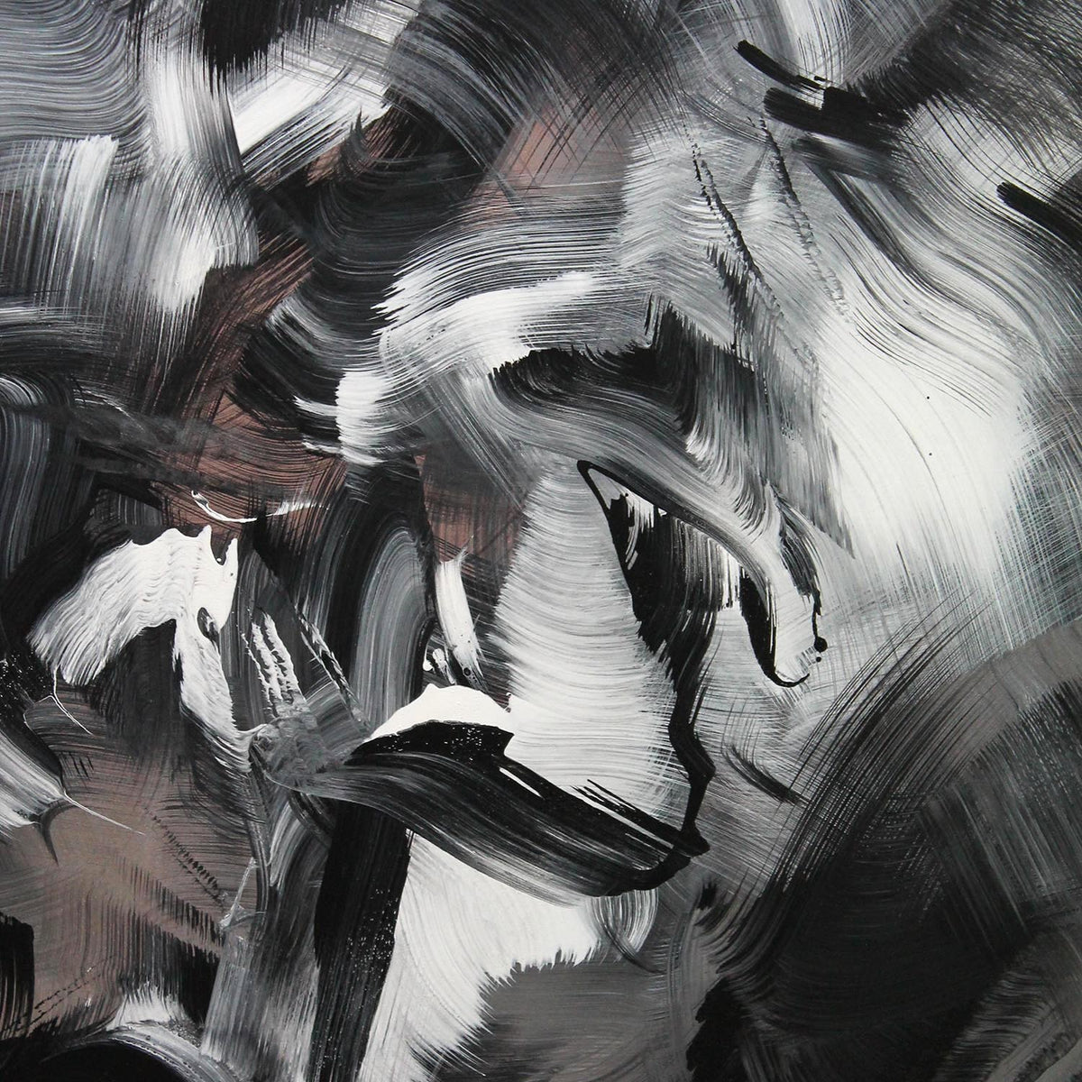 Dynamic abstract painting with monochrome strokes