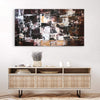 Neutral abstract painting for home office, black white brown wall art, buy online