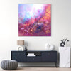 contemporary wall art with swirling pastel tones in acrylic hallway