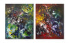 extra large colourful abstract canvas diptych for home or office