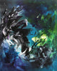 Oversized green and blue abstract art