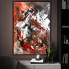 Large red and black abstract painting 34x48 inches with expressive gestural movement by Paresh Nrshinga