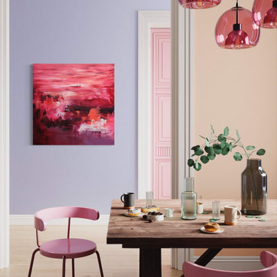 Abstract Landscape | Coral Lake 100x100cm - Paresh Nrshinga Abstract Art