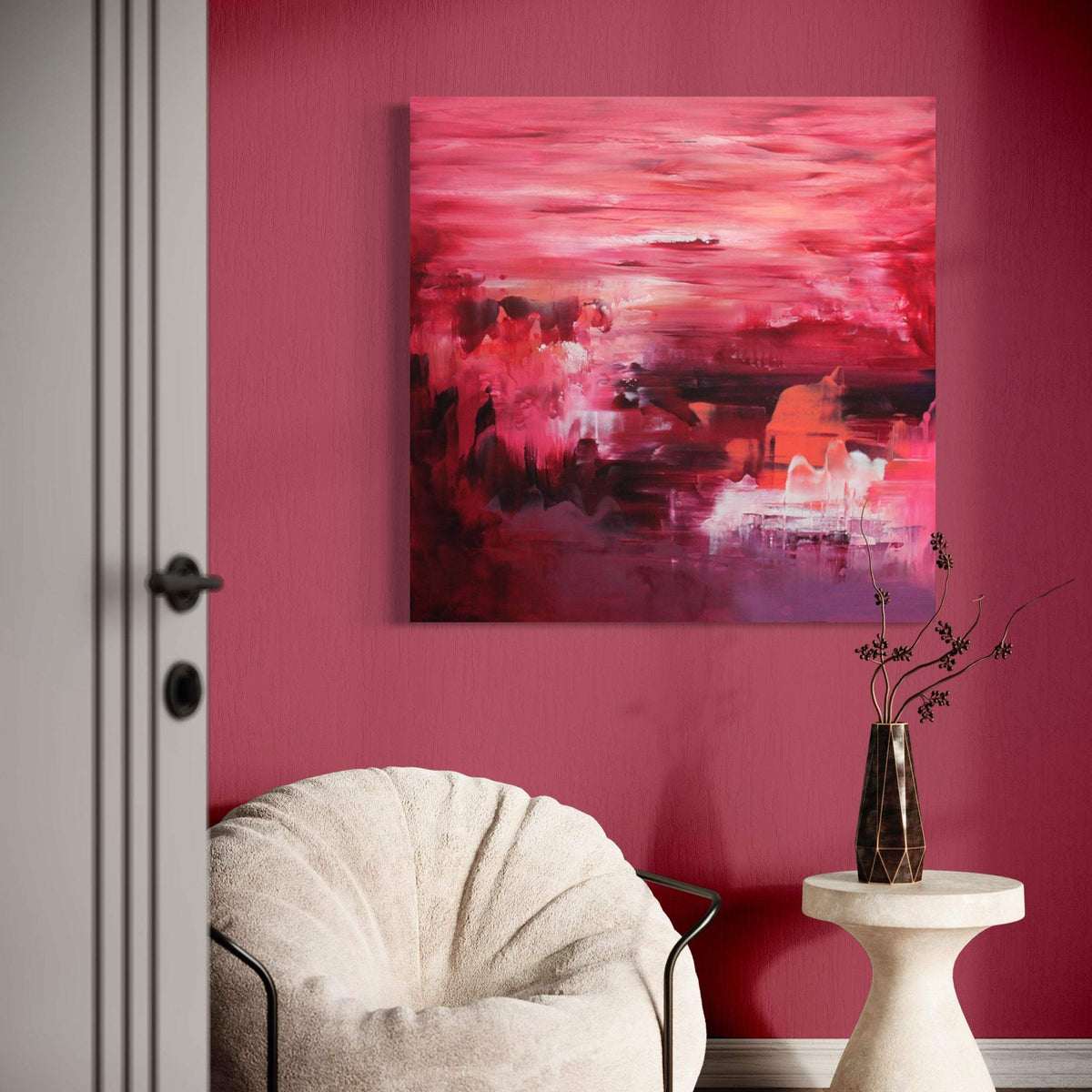 Abstract Landscape | Coral Lake 100x100cm - Paresh Nrshinga Abstract Art