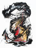 Rise of the Dragon, original Black, Gold, Red abstract painting by Paresh Nrshinga.