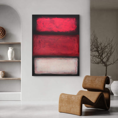 Fall in Paris by Paresh Nrshinga, original red and white geometric abstract painting