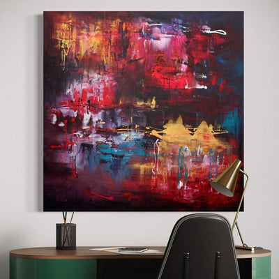 Savannah Sunrise, original Multicolour abstract painting by Paresh Nrshinga.