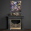 Shadows Of Twilight original artwork displayed in elegant living room above fire place interior