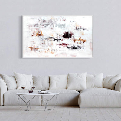 Silver Spring, original Grey, mocha mousse abstract painting by Paresh Nrshinga displayed in a contemporary interior.