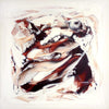 Abstract square painting with bold brushstrokes in earthy tones of brown, black, and white. Organic, textured design with a dynamic, expressive feel. Large abstract artwork with a modern, artistic aesthetic.