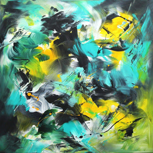 The Green Leaves Of Summer 100x100cm - Paresh Nrshinga Abstract Art