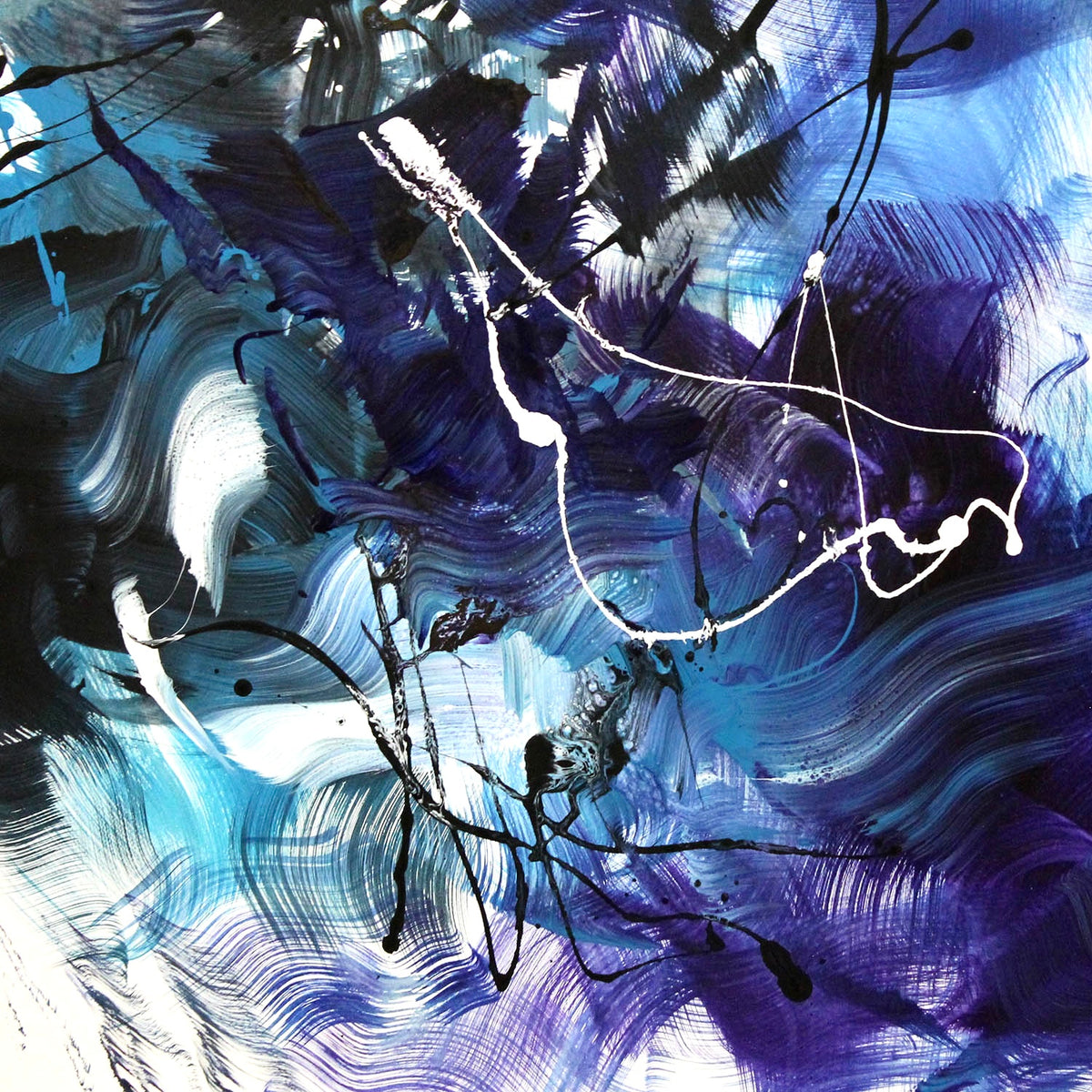 statement blue abstract canvas art for living room