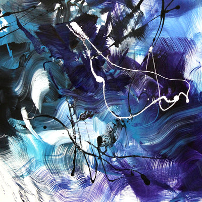 statement blue abstract canvas art for living room