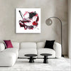 statement red abstract canvas artwork