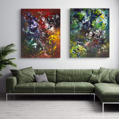Summer Forest I and II, original abstract painting by Paresh Nrshinga.