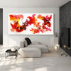 Summer Lights, original Orange, Red, White abstract painting by Paresh Nrshinga displayed in a contemporary interior.