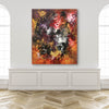 The World To Come, original Bronze, Brown, Gold abstract painting by Paresh Nrshinga displayed in a contemporary interior.
