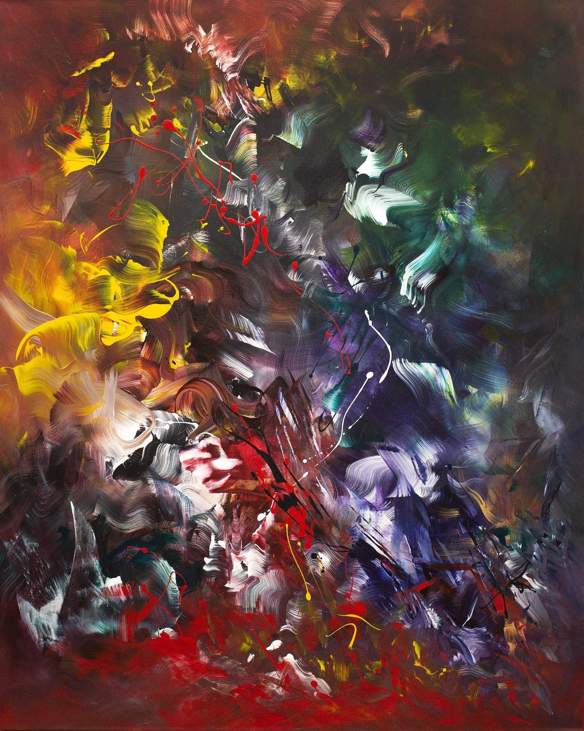 Large contemporary abstract art set for dining room