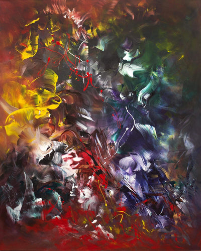 Large contemporary abstract art set for dining room