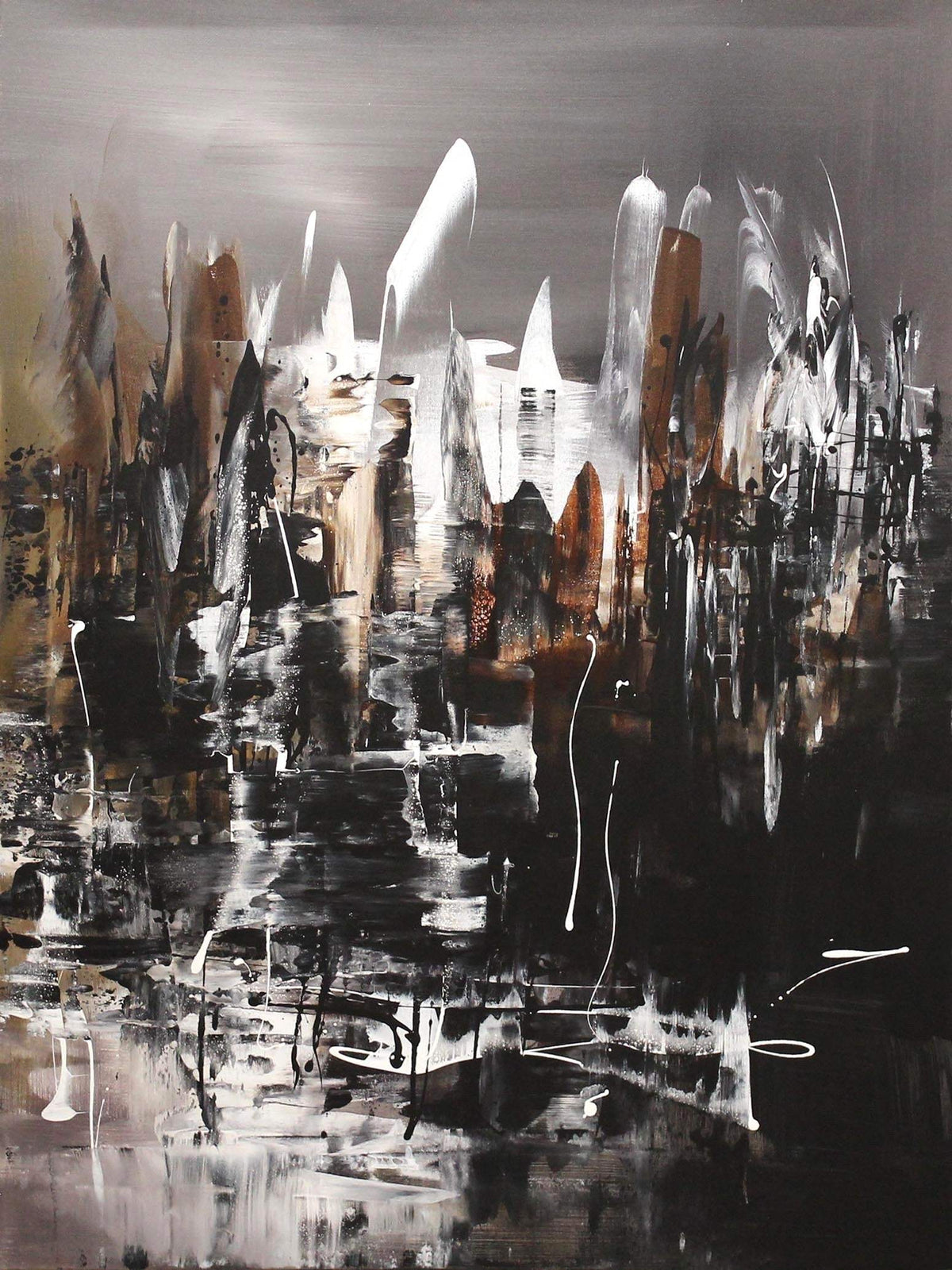 Urban Nocturnelle, original Brown abstract painting by Paresh Nrshinga.