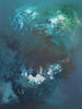 Walking in the Clouds, original Blue, Teal abstract painting by Paresh Nrshinga.