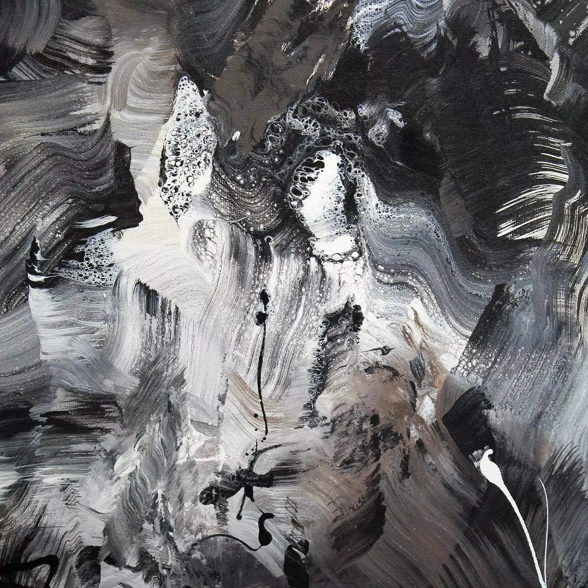 Monochrome Abstract Artwork | Expressive Brushstrokes and Layers