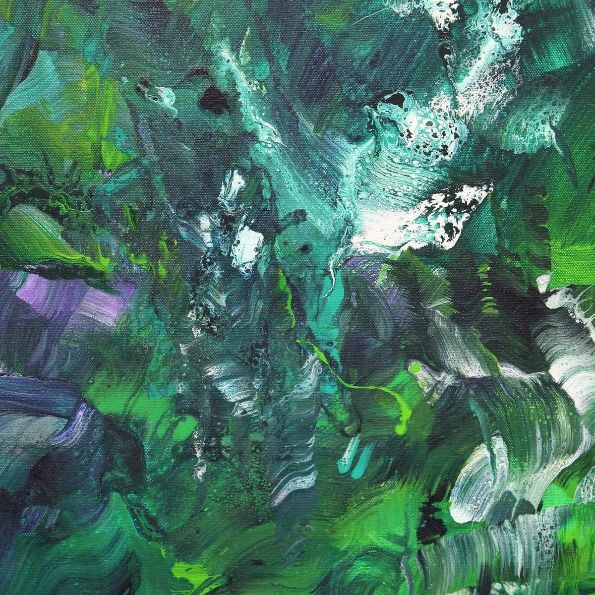 Green Wall Art | Rainforest Breeze 100x100cm - Paresh Nrshinga Abstract Art