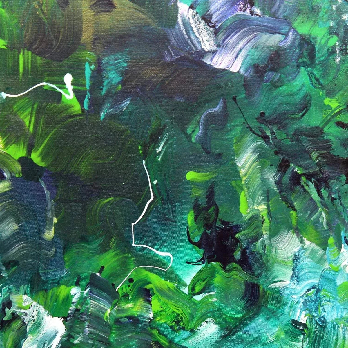 Green Wall Art | Rainforest Breeze 100x100cm - Paresh Nrshinga Abstract Art