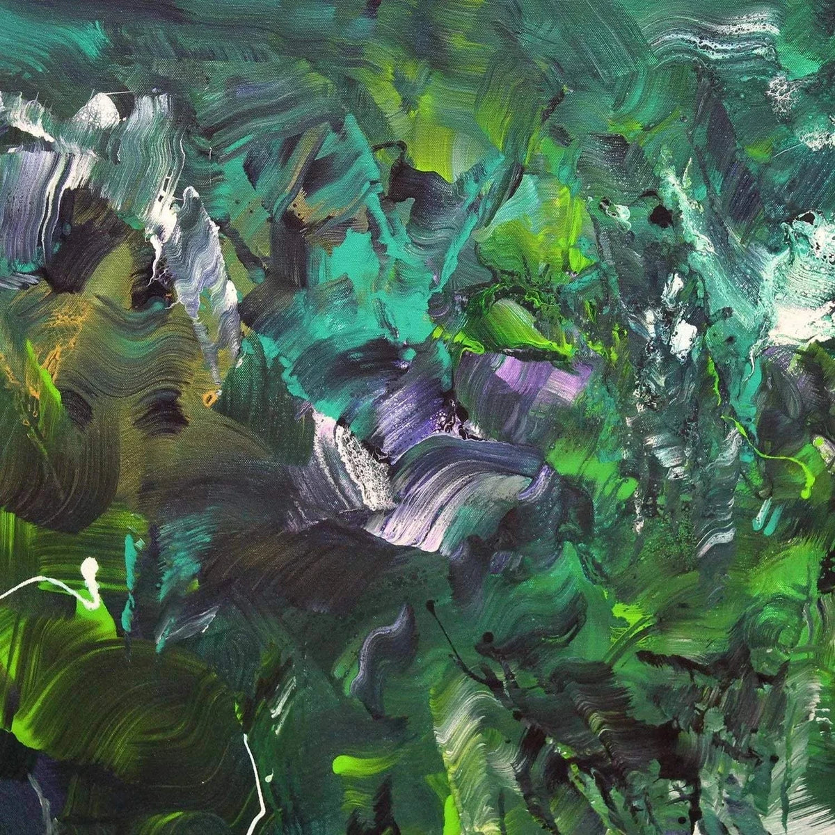 Green Wall Art | Rainforest Breeze 100x100cm - Paresh Nrshinga Abstract Art