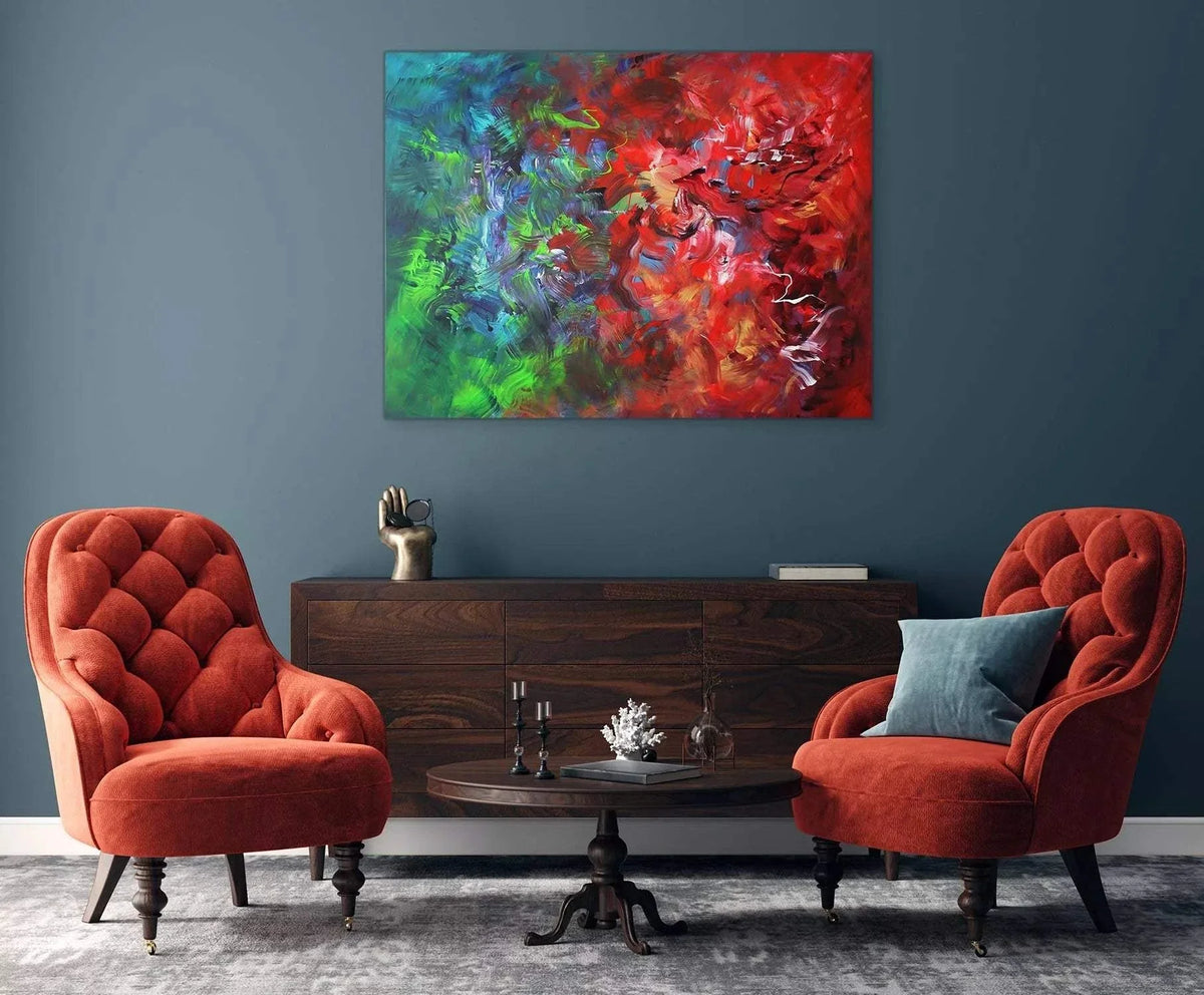 Red Green Abstraction | Summer Bloom 36x48” - Paresh Nrshinga Abstract Art