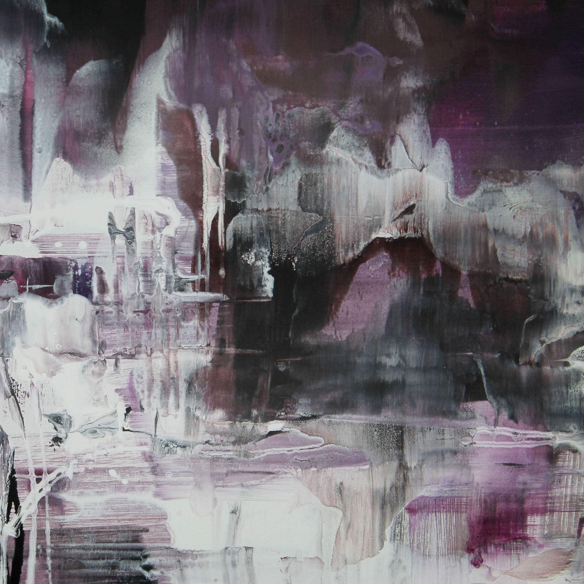 Distant Skies by Paresh Nrshinga, purple, black and white abstract painting