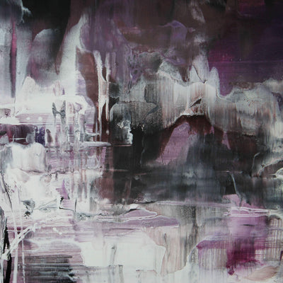 Distant Skies by Paresh Nrshinga, purple, black and white abstract painting