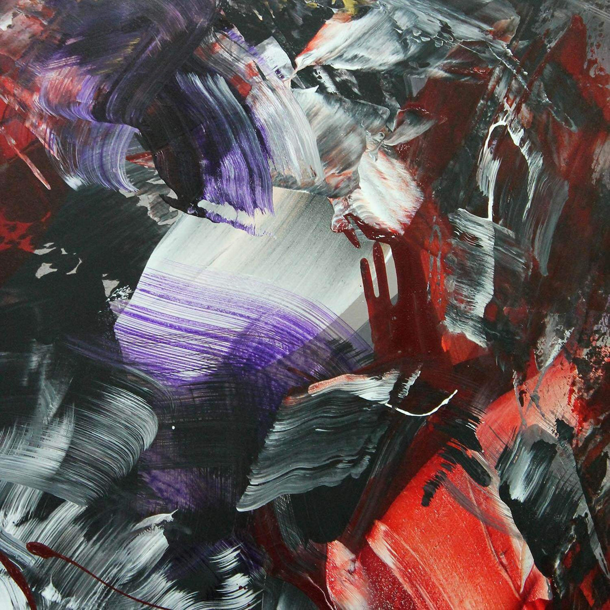 Vibrant Abstract Artwork | Energetic Brushstrokes in Red, Purple, and Black