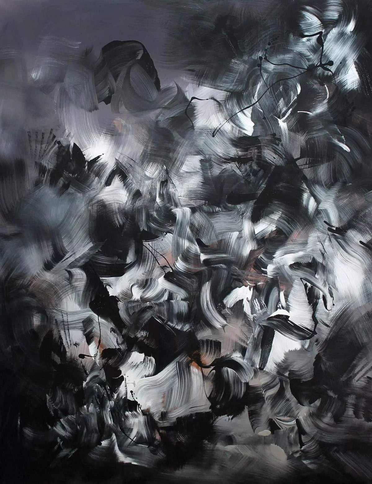 Monochrome Abstract Artwork | Intricate Brush Strokes 100x130cm
