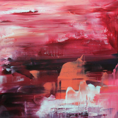 Abstract Landscape | Coral Lake 100x100cm - Paresh Nrshinga Abstract Art