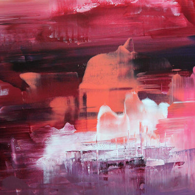 Abstract Landscape | Coral Lake 100x100cm - Paresh Nrshinga Abstract Art