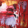 Buy red canvas art, original paintings, office art, modern artwork, online art gallery, British artist, Courage To Love 32"x60" - Paresh Nrshinga Abstract Art