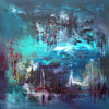 Sapphire Lagoon, original Blue, Teal, Turquoise abstract painting by Paresh Nrshinga.