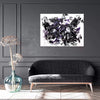 Unexpected, original Black, White abstract painting by Paresh Nrshinga displayed in a contemporary interior.